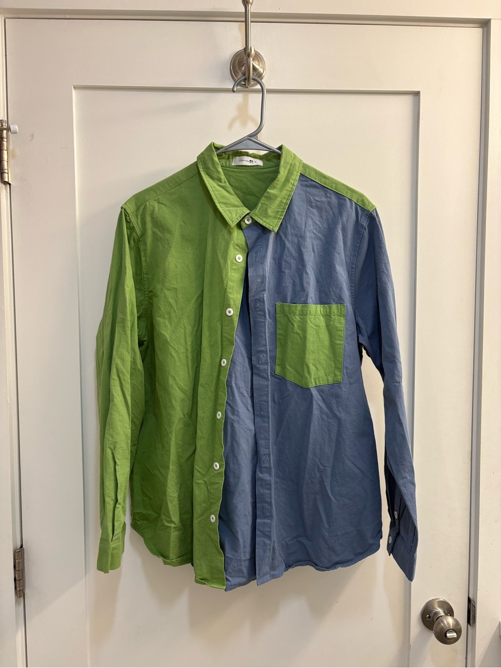 R2 Two-Tone Green and Blue Button-Down Shirt
